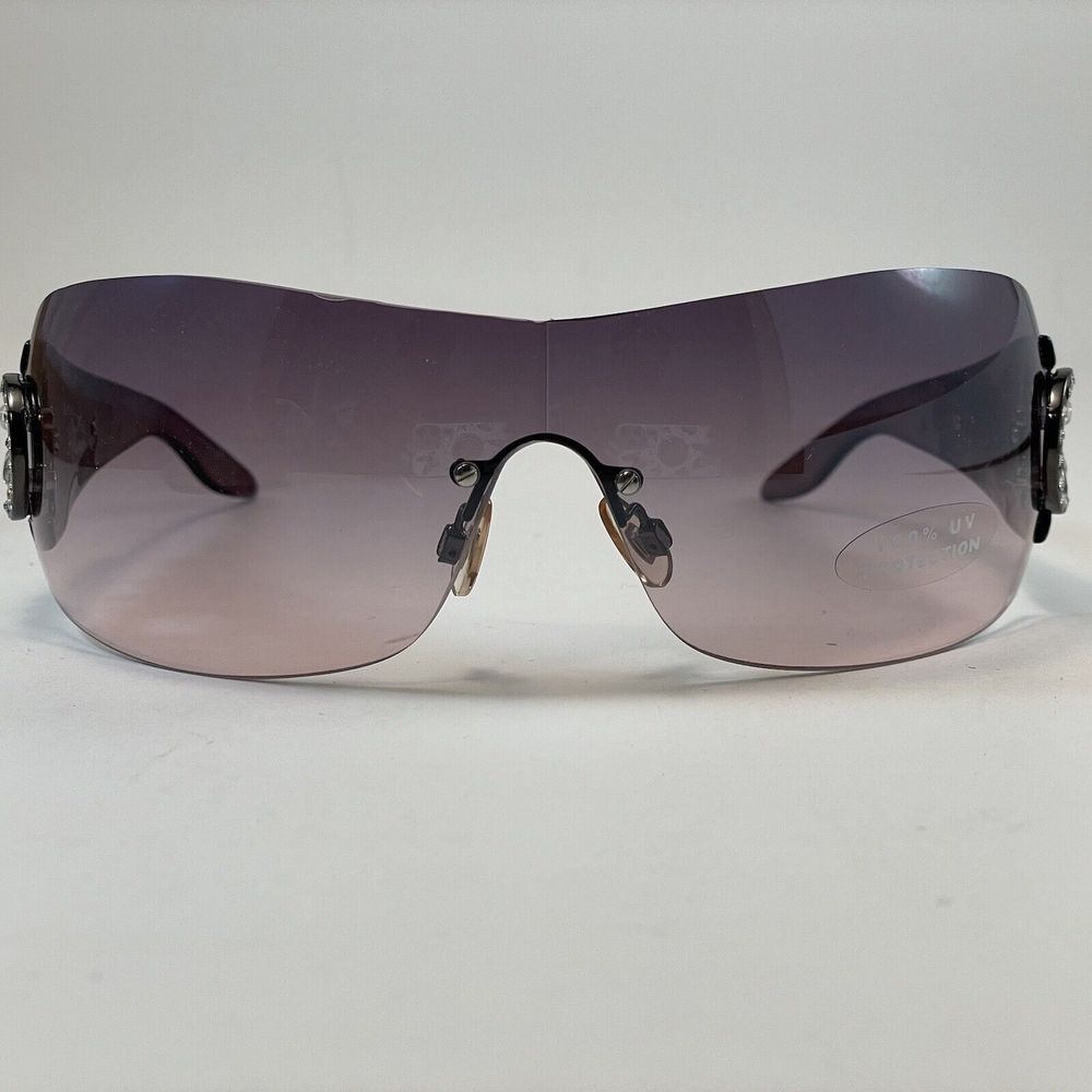 Hot In Hollywood Women’s Sunglasses & Case Purple To Pink Crystal Flower Design - Picture 4 of 14